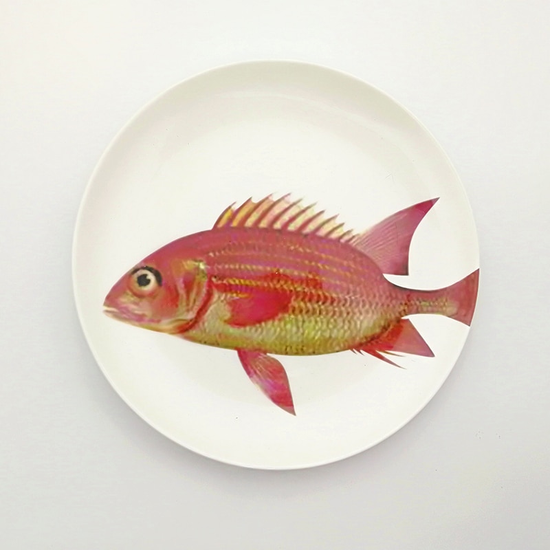 Plato de cerámica para carne, vajilla familiar de 8 pulgadas con de océano, cangrejo, pulpo, pescado, mariscos y comida rápida, ideal para de Navidad, 1 unidad