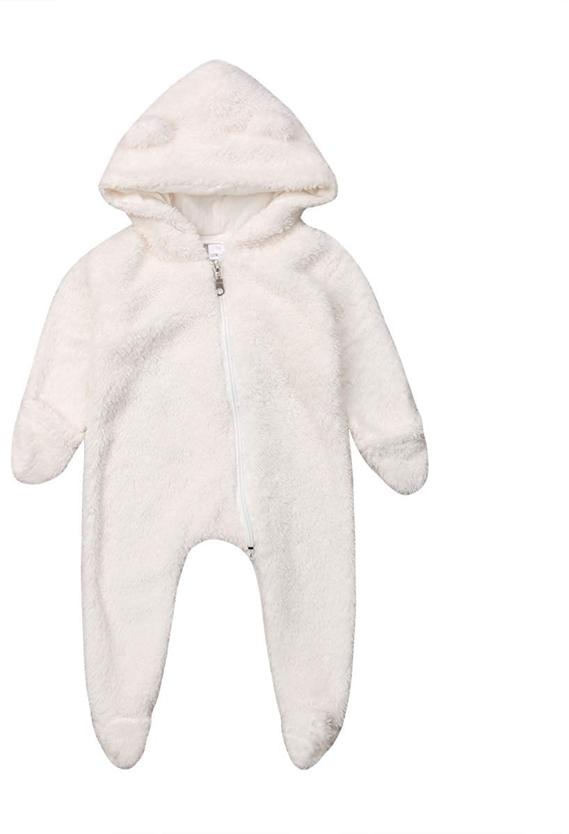 Pasgeboren Baby Meisje Jongen Fuzzy Kleding Hooded Romper Bodysuit Jumpsuit Outfit 0-24M