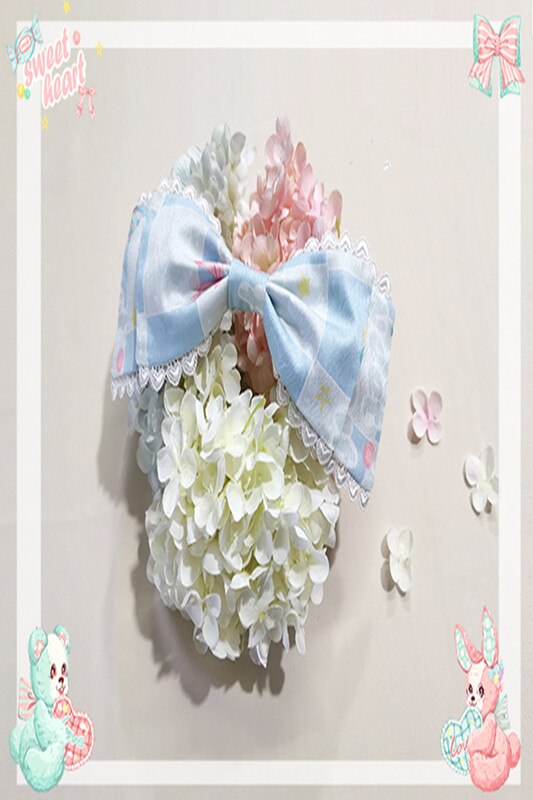 Lolita-couvre-chef doux avec nœud en rose et bleu