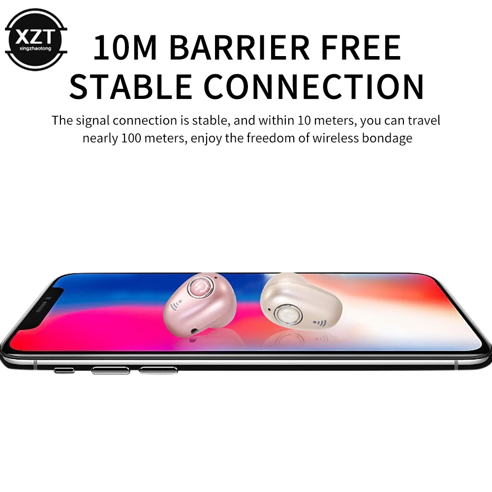Mini Invisible Ture bezprzewodowe słuchawki kompatybilne z Bluetooth zestaw głośnomówiący Hifi Stereo HD zestaw słuchawkowy do rozmów słuchawki douszne z mikrofonem