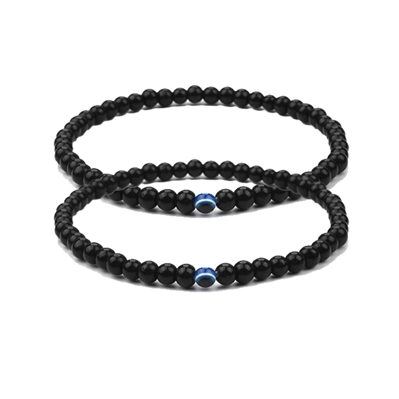 1PC Elastic Evil Eye Dull Polish Stones Beads Bracelets Bangle Bracelets For Men Boys