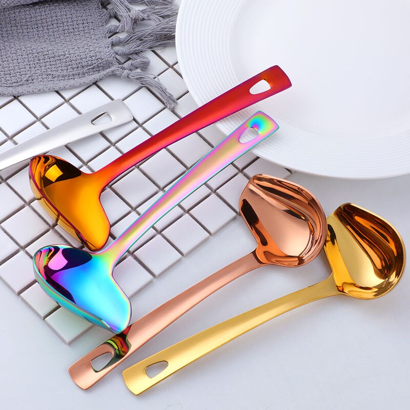 1 Piece of 304 Stainless Steel Long-handled Soup Ladle with Slotted Soup Duckbill-shaped Kitchen Utensils big spoon
