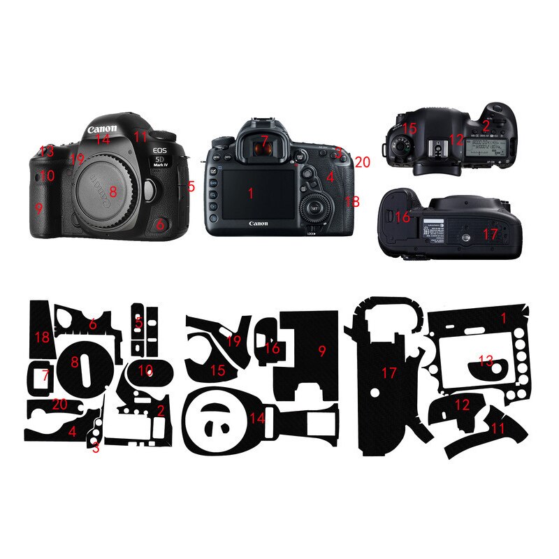 Anti-repa kamerahus kolfiberfilmskal för canon eos 5d markiv 5 div 80d 90d 5 diii 5 d 2 6d m6ii 77d skyddsdekal