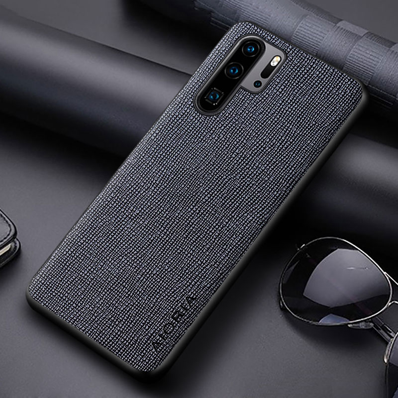 Case for Huawei P30 Pro P30 Lite coque Concise cross pattern Pu Leather soft TPU&amp;Hard PC phone cover for huawei p30 pro case: For P30 Lite / Black