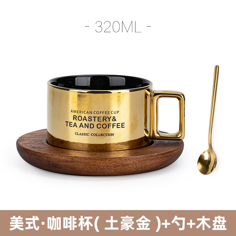 Black Luxury Ceramic Coffee Cup and Saucer Set Bone China Dinnerware Coffee Cup Sets Vaso Para Cafe Mug BD50CS: style16