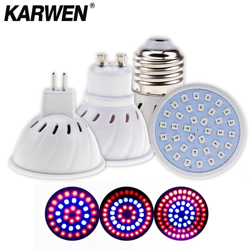 KARWEN LED Wachsen Licht E27/GU10/Herr16 220V 36 54 72Leds Phyto Lampe Volle Geführte spektrum wachsen Licht Gemüse Wachsen licht SMD2835
