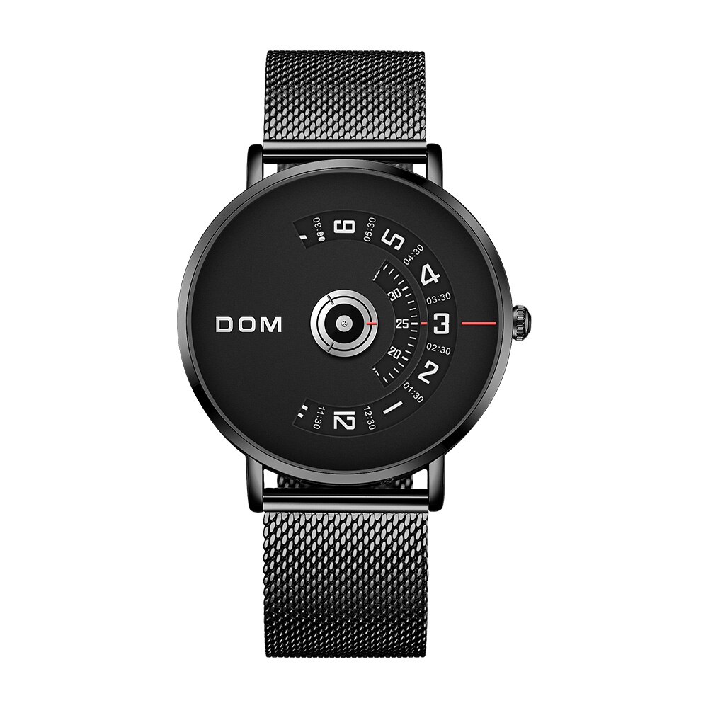 Reloj DOM para hombre, relojes deportivos casuales de superior para hombre, correa de malla de lujo, reloj de pulsera para hombre, reloj de pulsera resistente al agua a la , M-1303: M-1303BK-1M