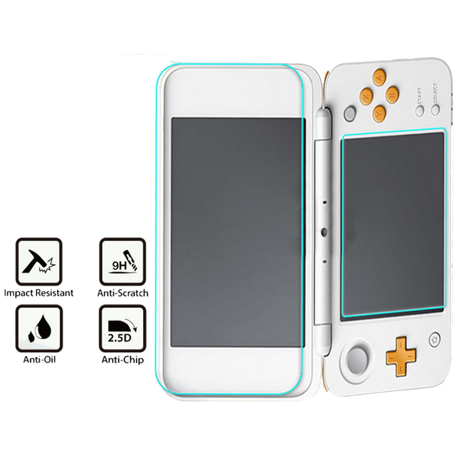 Bevigac 9H Hardness High Definition Tempered Glass Screen Protector Film Guard for Nintend Nintendo 2DS XL LL Console Game