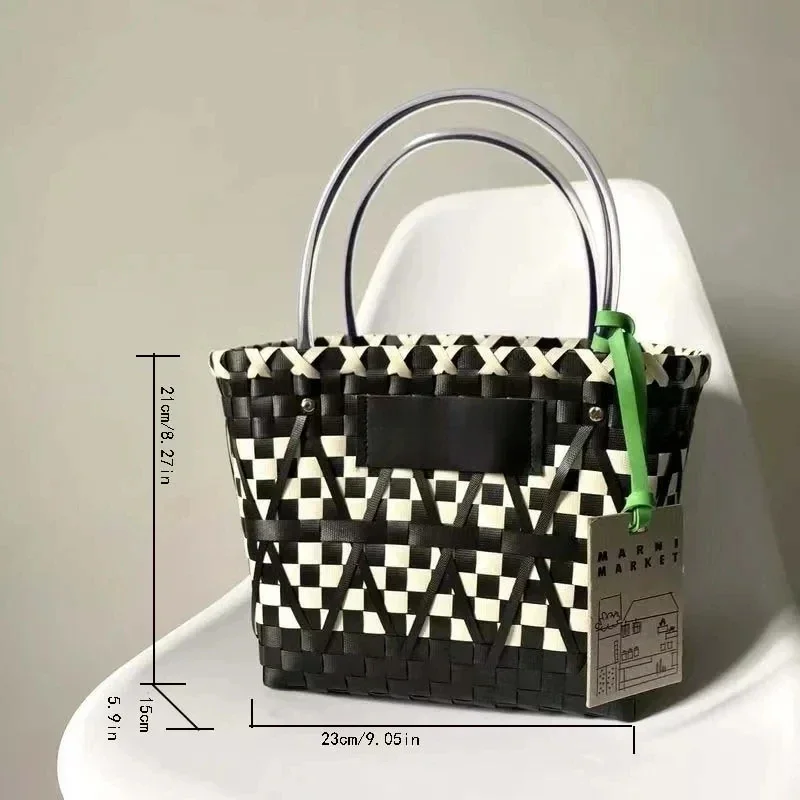 Frohe Weihnachten Süßigkeiten Aufbewahrungskorb Handtasche Rattan Korb Reise Picknick Strand Einkaufstasche Rattan Obstkorb: Schwarz