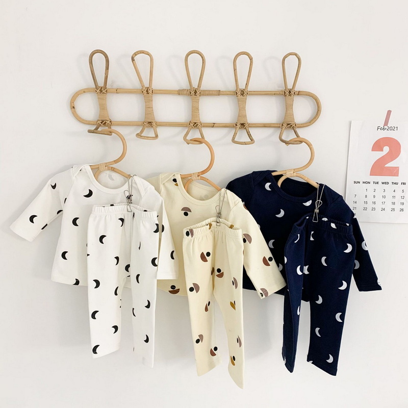 2022 Spring Baby Girl Boy Pajamas 3pcs Sets Long Sleeves Cotton T-shirt+Pants+Cap+Cap Newborn Sleepwear Kids Homewear E3633