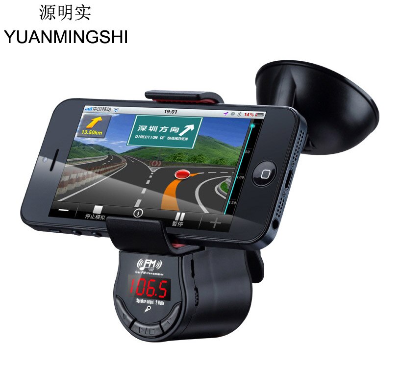 Yuanmingshi Autohouder Voor Slimme Telefoon Met Opladen Auto Fm-zender Met Luidspreker + Handsfree Smart Telefoon Auto Houder