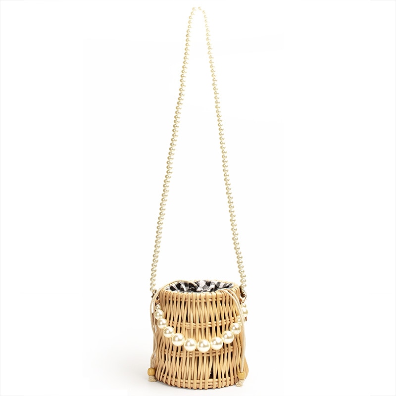 Pearl bag women's hand-woven straw bag rattan crossbody shoulder bags ins wild mini evening clutch bags