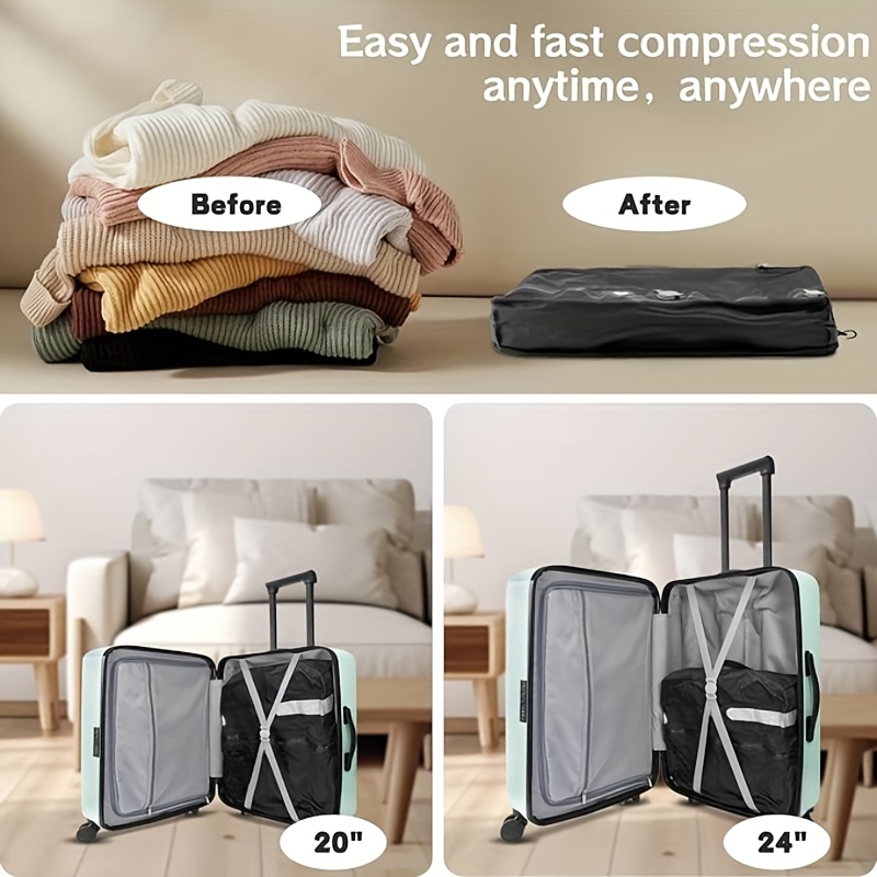 1pc Luggage Vacuum Compression Bag, Reusable Vacuum Bag, Save 60% Space, Travel Vacuum Sealed Bag