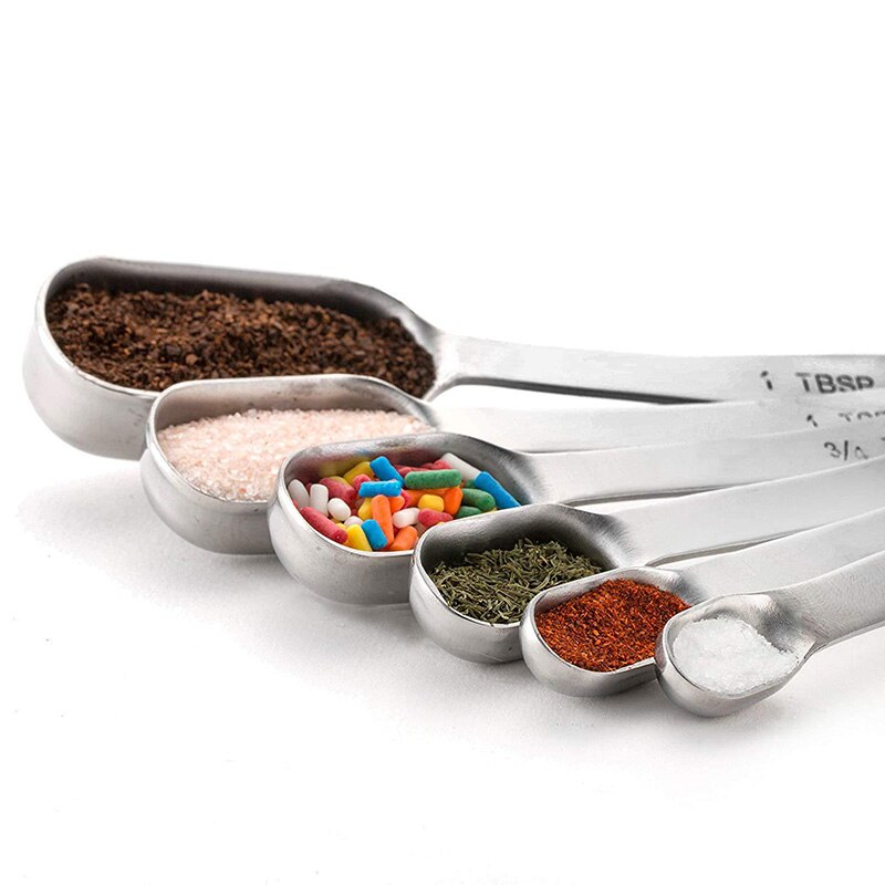 6 Pieceset Kitchen Baking Tool Stainless Steel Rectangular Measuring Spoon Seasoning Scale 3271