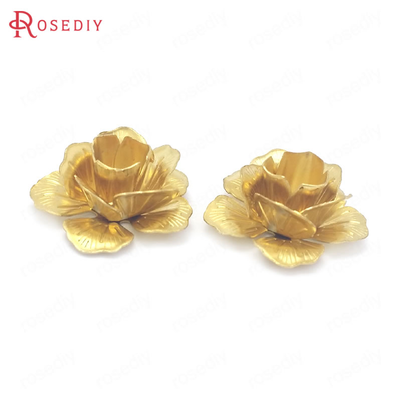 (38503)10PCS 22MM Height 10MM Not plated color Brass 3D Multi-layer Flower Jewelry Making Supplies Diy Findings Accessories