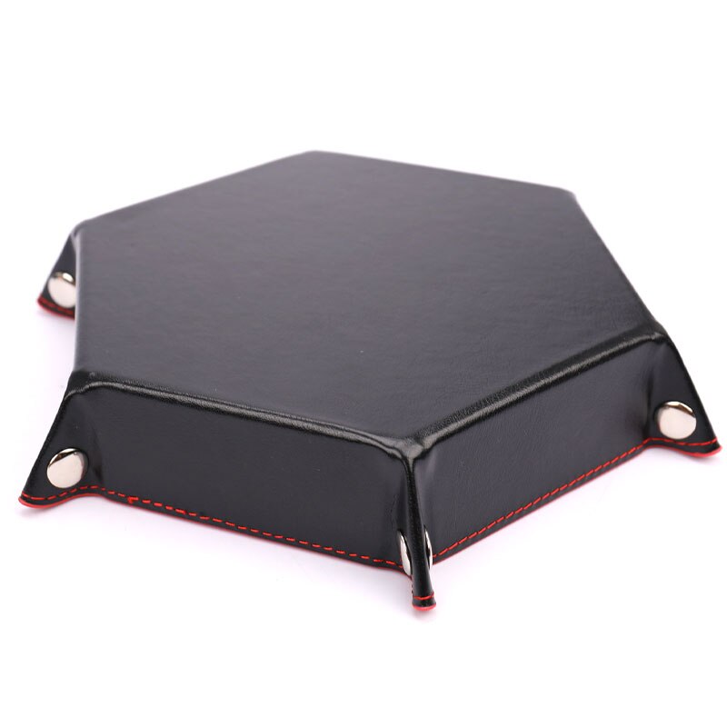 PU Leather Folding Hexagon Square Tray Dice Game Foldable Dice Tray Box 6 Colors