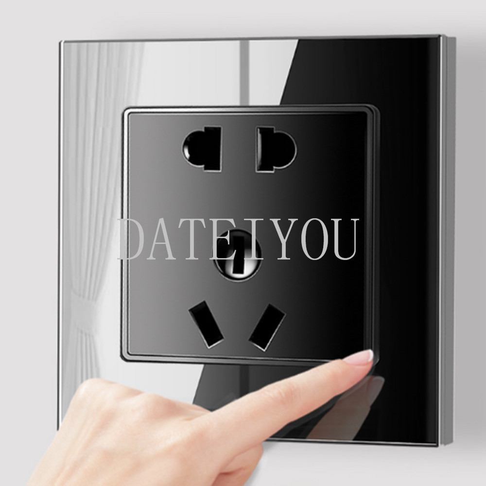 Glass panel socket panel 86 power switch socket Japanese three-hole American power socket US