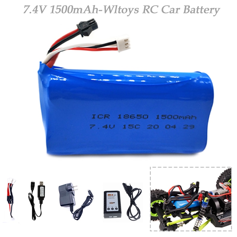 7.4V 1500mAh Lipo Battery for WPL MN99S D90 U12A S033g Q1 H101 7.4V 18650 SM Battery Rc Boats Cars Tanks Drones Parts