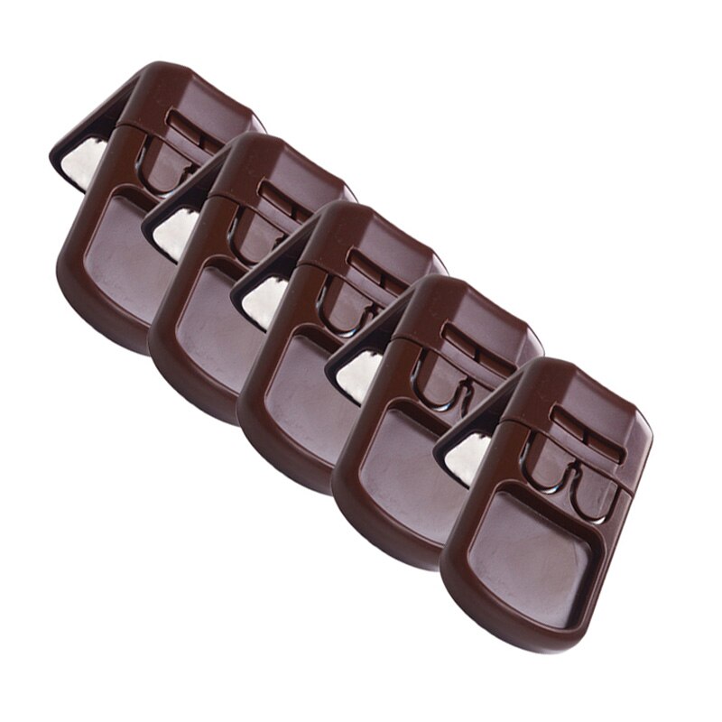 Baby Protector Lock Safety Cabinet Wardrobe Door Furniture Drawer Locks Double Buckle Multi-Function Right Angle Locks 5Pcs/lot: Brown5Pcs