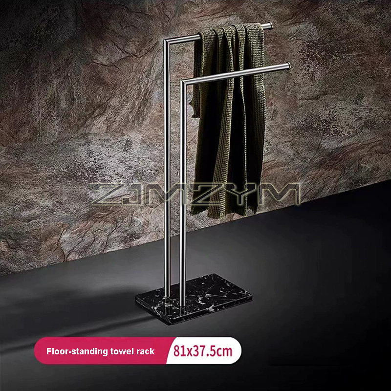 Gulvstående håndklestativ marmor steinbase luksushotell håndkleholder håndklestang frittstående oppbevaringshylle: Hvit