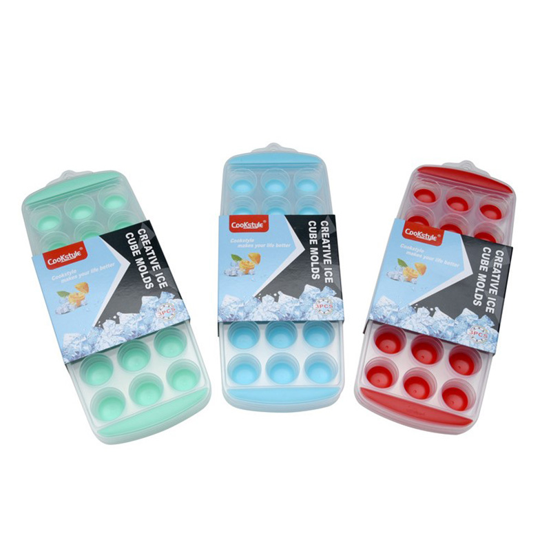 Ice Cube Tray 21 Cubes Silicone Ice Cube Maker Mold With Lids For Ice Cream Party Whiskey Cocktail Cold Drink: 3Pcs Mix