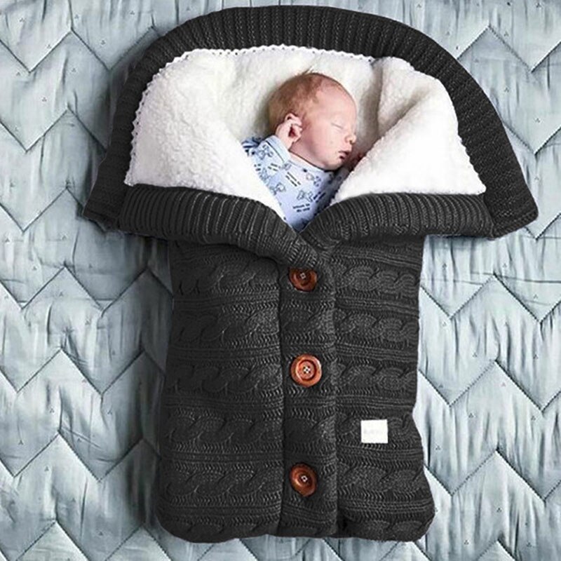 Warm Baby Blanket Knitted Newborn Swaddle Wrap Soft InfantSleeping Bag Footmuff Cotton Envelope For Stroller Accessories Blanket