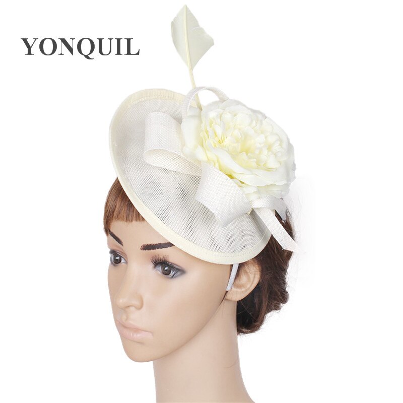 ivory fascinator hat headband women headpiece bridal mariage chapeau cap handmade flower chic millinery