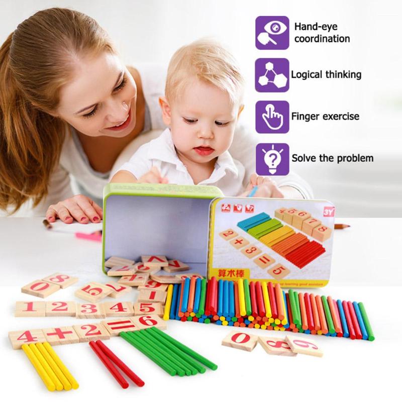 Wooden Preschool Early Learning Puzzle Toys for Children Mathematics Game Stick Math Numbers Counting Rods Educational Supplies