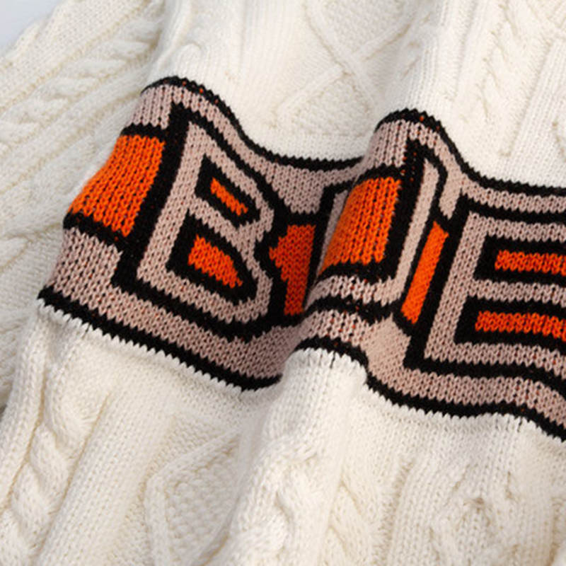 Wintertrui voor meisjes en jongens, wollen gebreide top, thermokleding voor kinderen, klassieke ronde hals trui met letters.