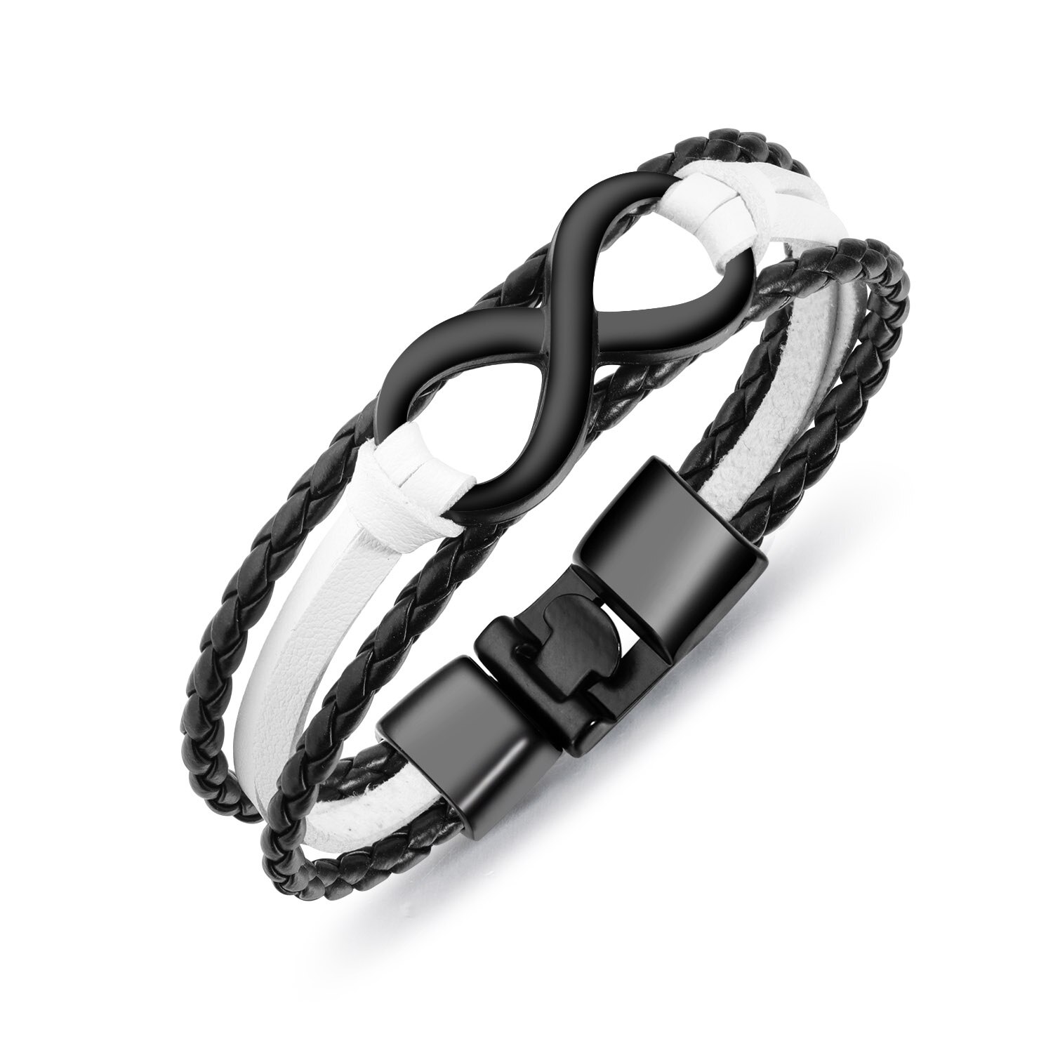 MAE à la en alliage de Zinc 8 forme Bracelet infini multicouche tressé en cuir corde hommes chaîne Bracelet bijoux de décor masculin: White B