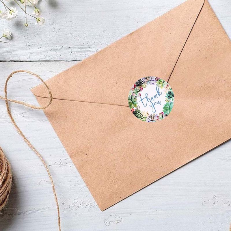500pcs 4 Styles Round Floral Thank You Stickers 1 Inch Labels for Wedding Favors