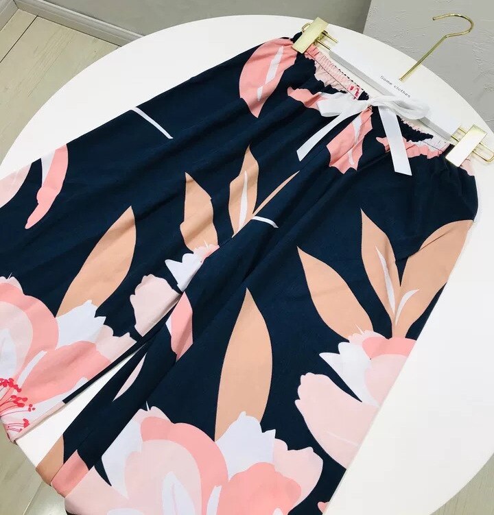Vrouwen Zomer Slaap Bodems Homewear Slaap Broek Bloemenprint Pyjama Broek Katoen Comfortabele Brede-Been Elastische Ouc129: 14