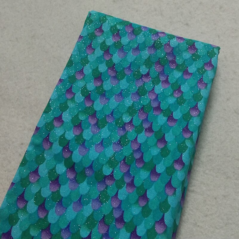 50x105cm Glitter Silver Stamping Fish Scale Printed Cotton Fabric Bling Bling DIY Fabric Patchwork for Cloth Dress Home