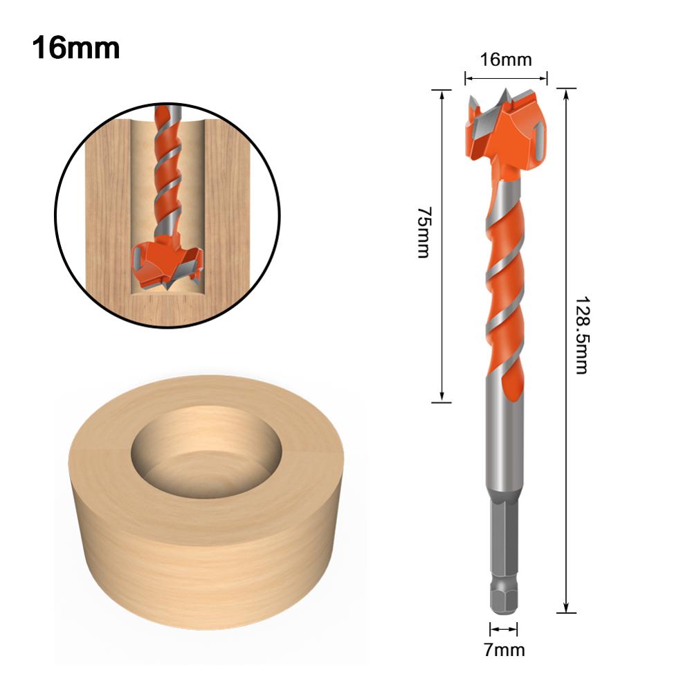 1 stk. 16mm-25mm længere forstner-spidser træbearbejdningsværktøj hulsavskærer hængsel borende bor rundt rundskaft wolframcarbid cutte: 16mm