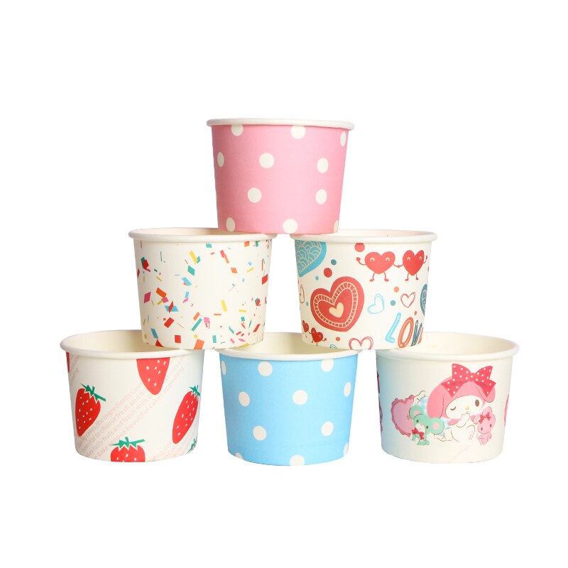 50pcs Net red ice cream paper cup disposable ice cream paper bowl yogurt cup birthday party favors cake dessert cups with lids