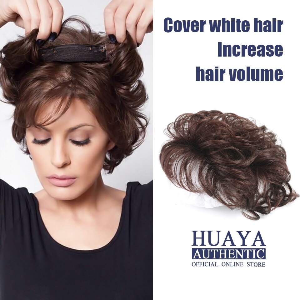 HUAYA – perruque demi-tête tissée à la main, Invisible, sans couture, Extension de cheveux, filet respirant, courte et ondulée