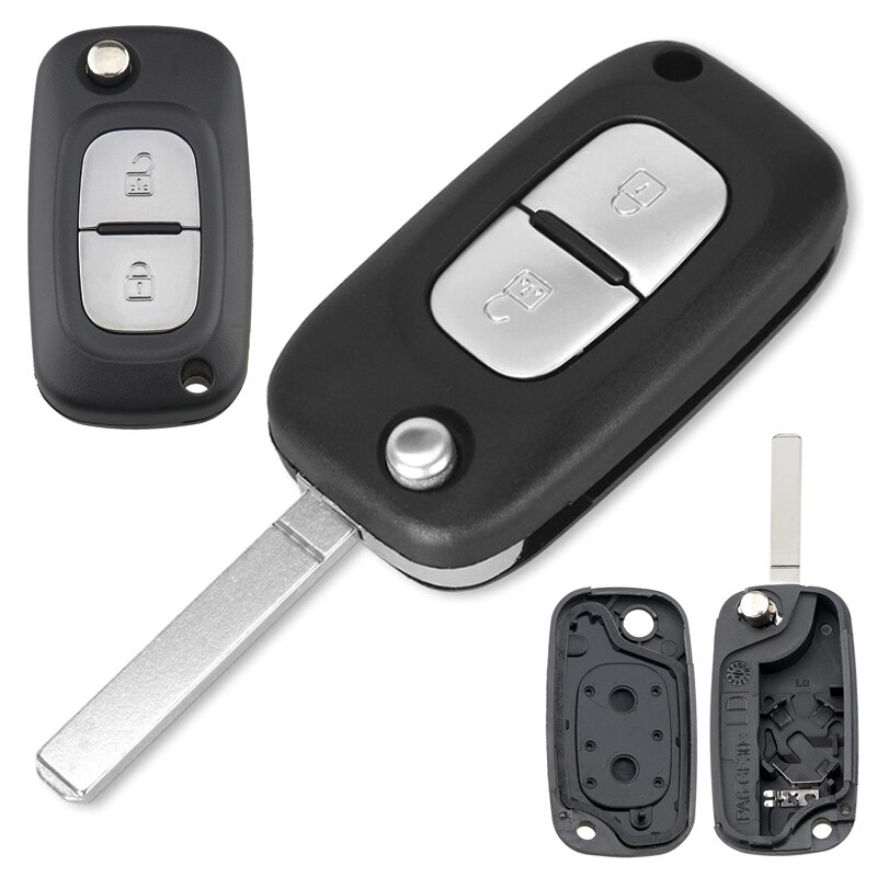 2 Knoppen Auto Sleutelhanger Case Shell Vervanging Flip Folding Remote Cover Fit Voor Renault Fluence Clio Megane Modus