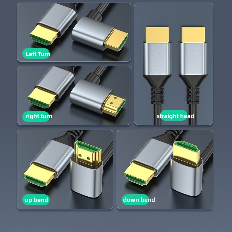 90 Degree HDMI 2.1 Cable Up/Down/Left/Right Angle 8K60Hz 4K120Hz EARC HDCP 3D HDR Ultra-thin Display Cord for Laptop PC Monitor