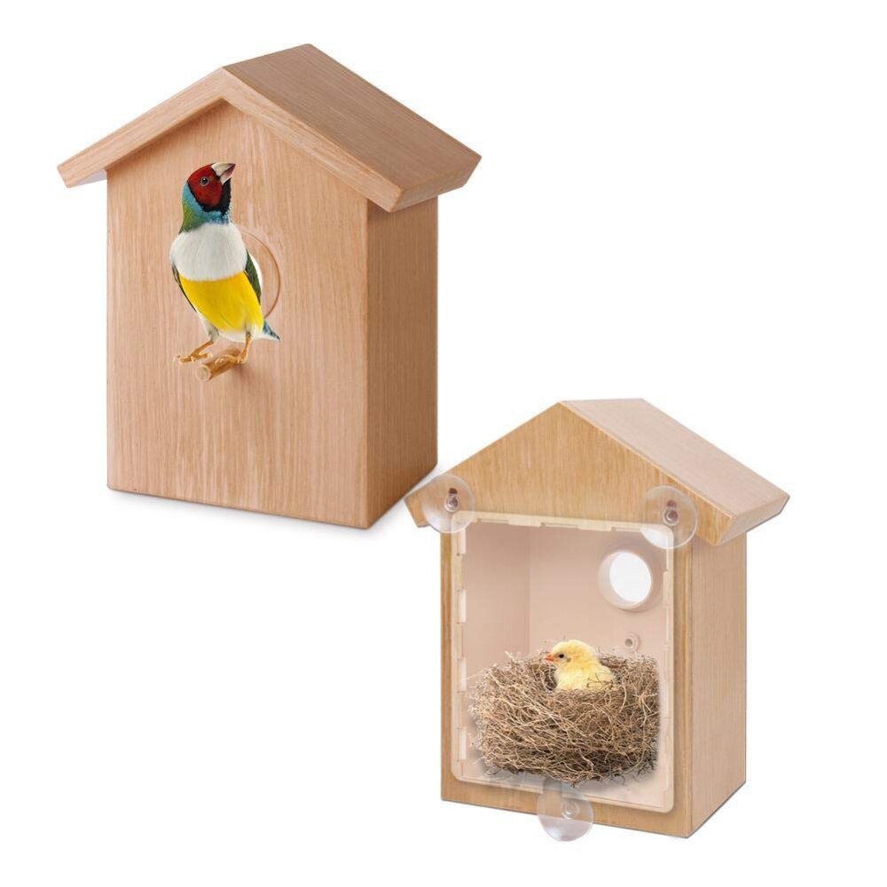 Window Bird House for Easy Observation Wooden Birdhouse Outdoors Bird Cages Nests Dropshiping