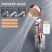 High Pressure Handheld Shower Head 3-Speed Turbo Shower Pressurized Large Water Powerful Shower Spray Filter And Pause Button