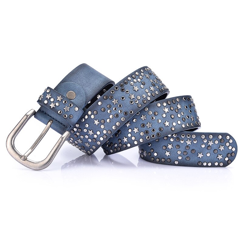 Ceintures en croûte de cuir et PU femme | Incrustation de rivets étoiles, ceinture femme ardillon taille, marques de luxe, ceinture en cuir