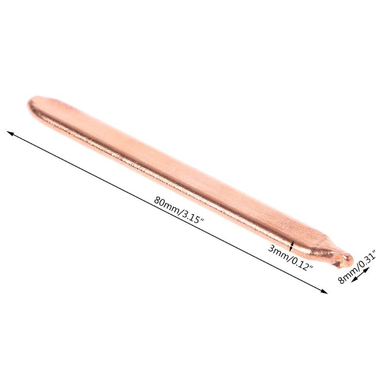 150mm/200mm/250mm/300mm Pure Copper Tube Tubing For Computer Laptop Cooling Notebook Heat Pipe Flat or Round: 80x8x3mm