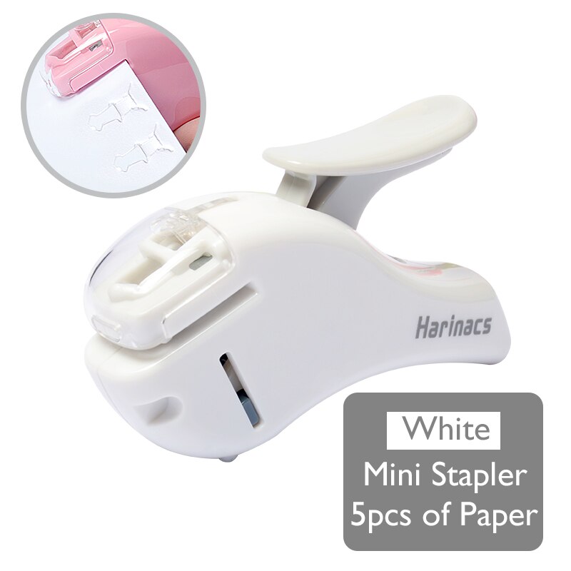 Japan kokuyo harinacs mini hæftemaskine uden hæfteklammer sikker arbejdsbesparende papirvarer til studerende og kontorer: Hvid