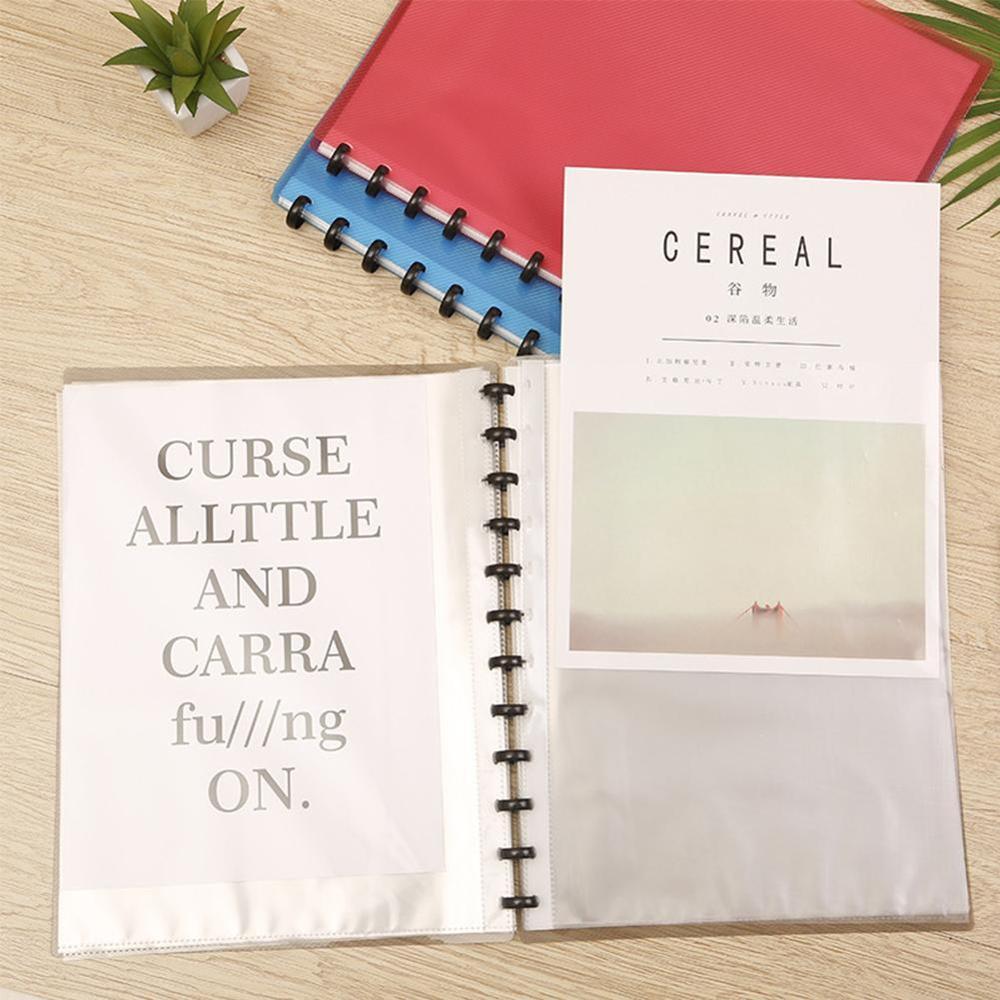 1Pc A412Hole Colorful Plastic Clip File Folder Transparent Agenda Binder Supplies Office Ring Planner Loose Leaf School Not H2U3