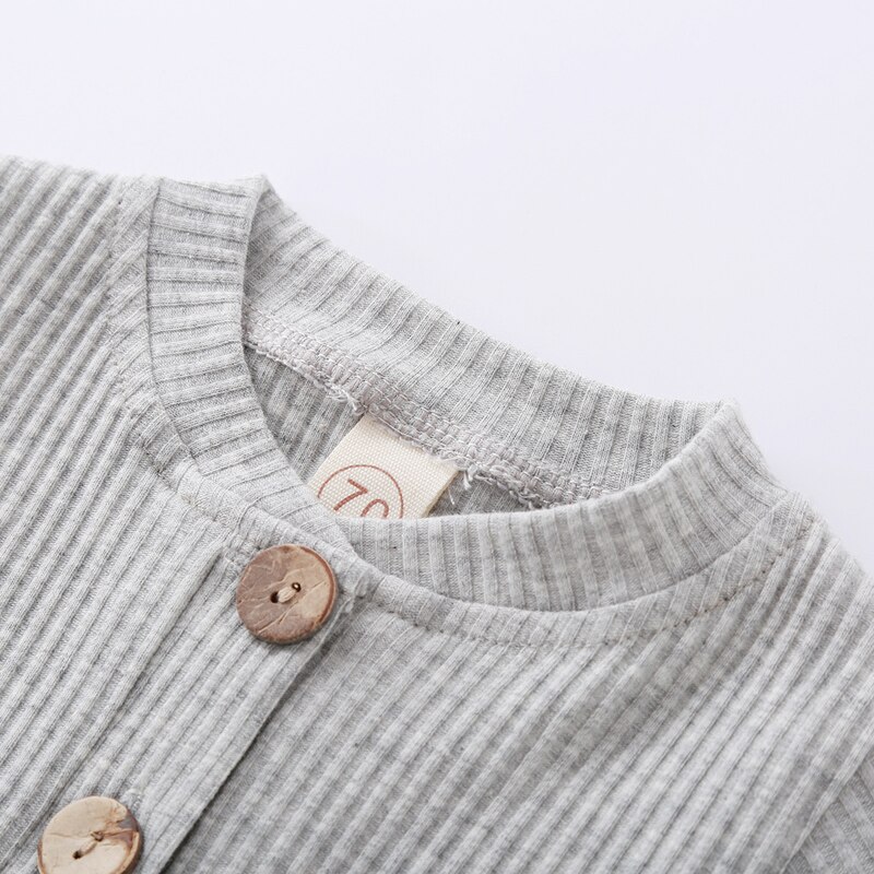 Casual 0-24M Newborn Baby Clothes 2Pcs Cotton Comfortable Solid Infant Boys and Girls Suit Long Sleeve Romper+ Pants
