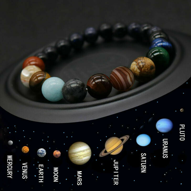 Mærke salgsunivers solsystem galakse otte planeter stenperler armbånd håndlavet