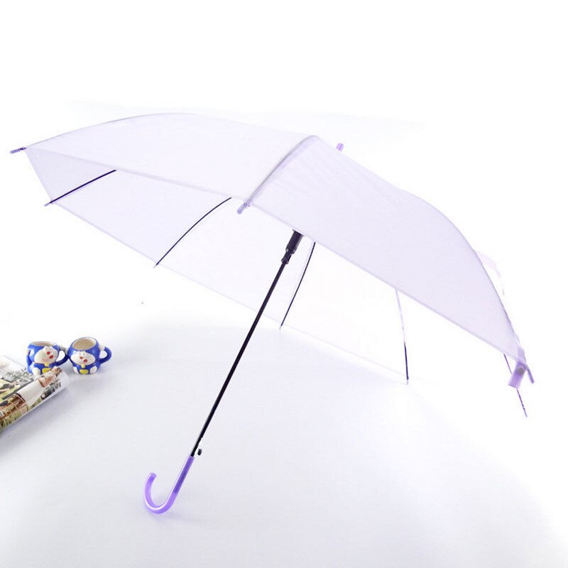 Kleurrijke Transparant Clear Paraplu Lange Steel Automatische Regen Paraplu Dome Wedding Party Favor Waterdichte: Paars