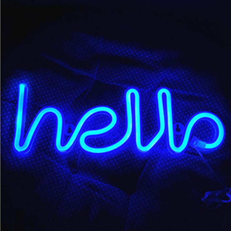Hello Neon Wall Light Store Greeting Neon Signs for Commercial Shop Window Home Bar Decor Neon Top Battery or USB Powered: blue hello