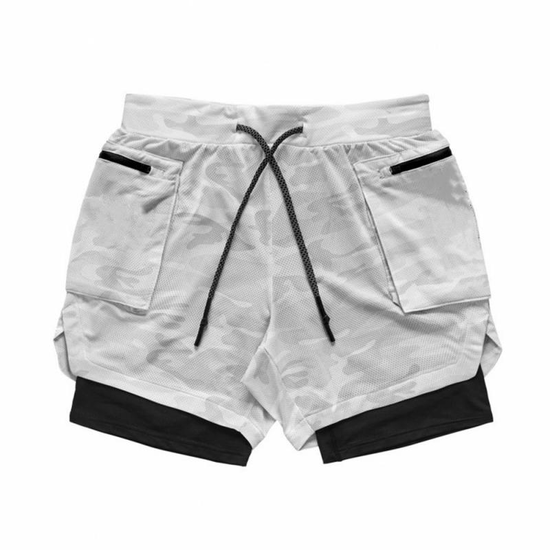 Crazy muscle menn løpeshorts sport uformelle utendørs løse multi-lomme doble treningsbukser