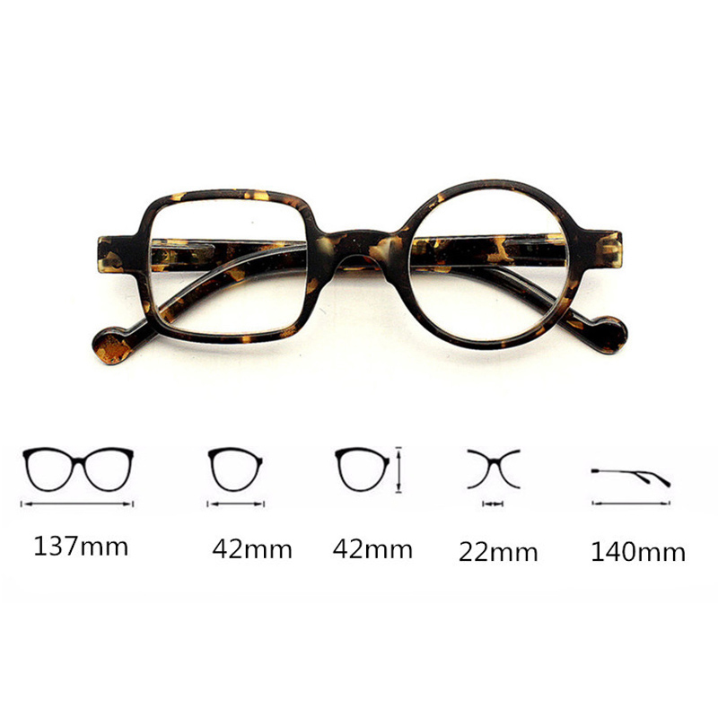 Retro Leopard Asymmetrical Round&amp;Square Reading Glasses Women&amp;Men Presbyopia Glasses Hyperopia Eyeglasses For Elder